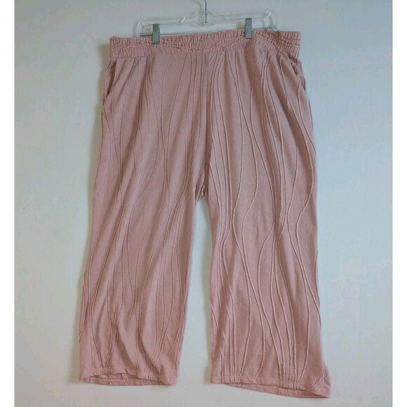 Coco + Carmen Womens Lounge Pants XXL Wide Leg Cropped Pink Hippie Vibe Elastic - Picture 2 of 14